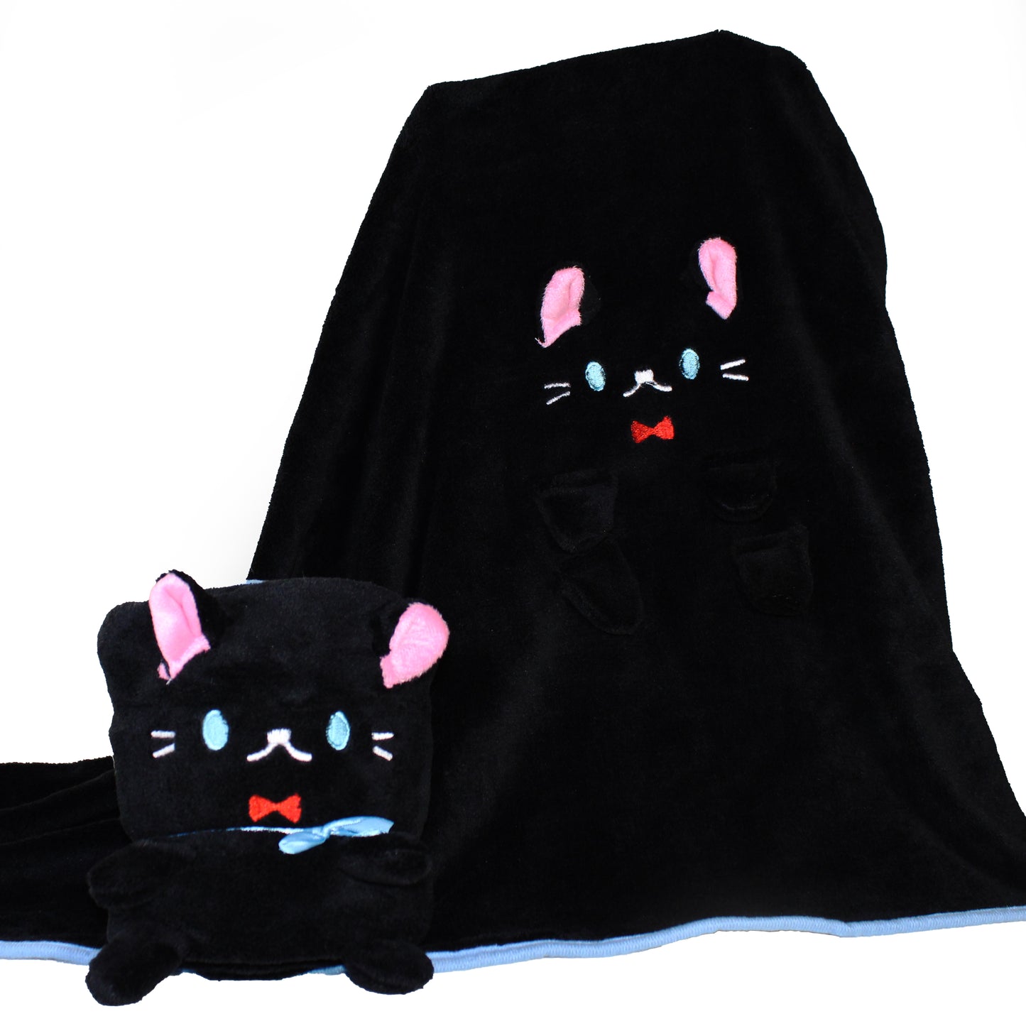 2-in-1 Soft Plush Blanket Black Cat