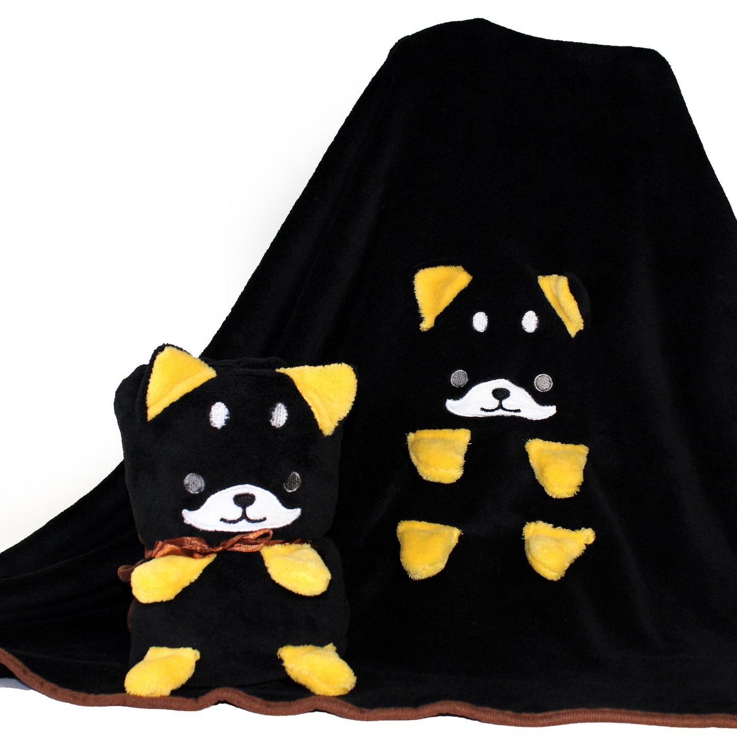 2-in-1 Soft Plush Blanket Black Dog