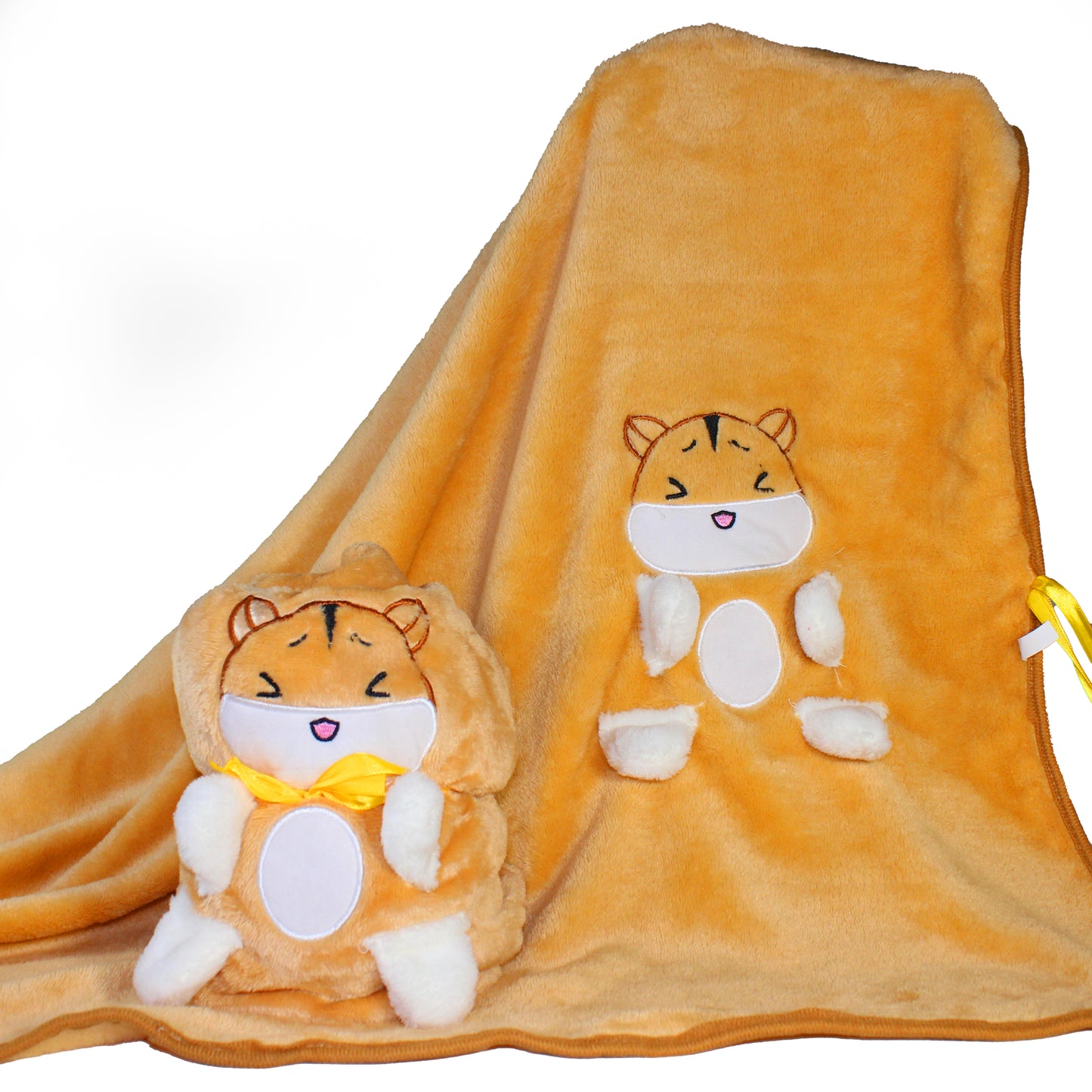 2-in-1 Soft Plush Blanket Brown Hampster