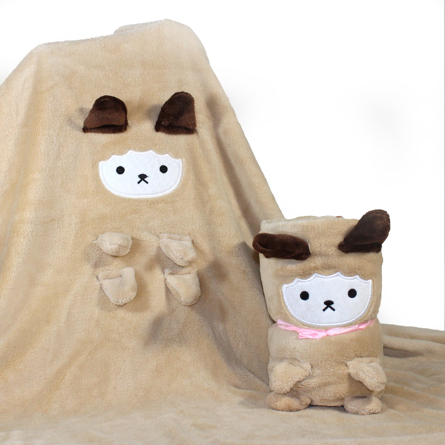 2-in-1 Soft Plush Blanket Brown Llama