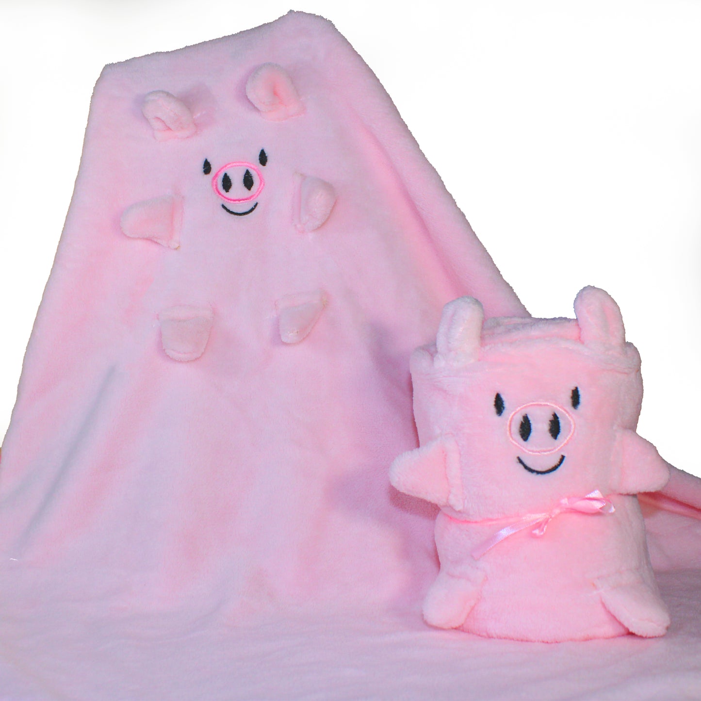 2-in-1 Soft Plush Blanket Plush Toy Pink Pig