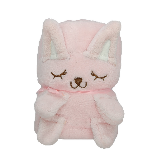 2-in-1 Soft Plush Blanket Plush Toy Pink Cat