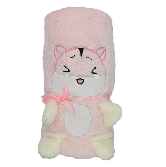 2-in-1 Soft Plush Blanket Plush Toy Pink Hamster